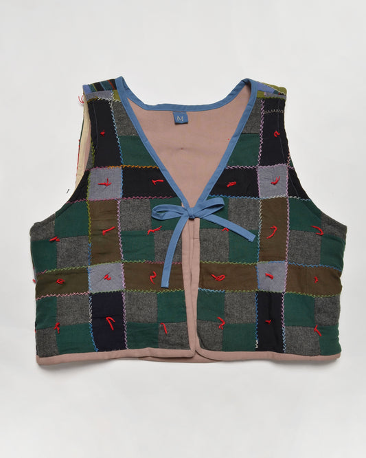 Dark n' Dreamy Checkered Quilt Vest (M)