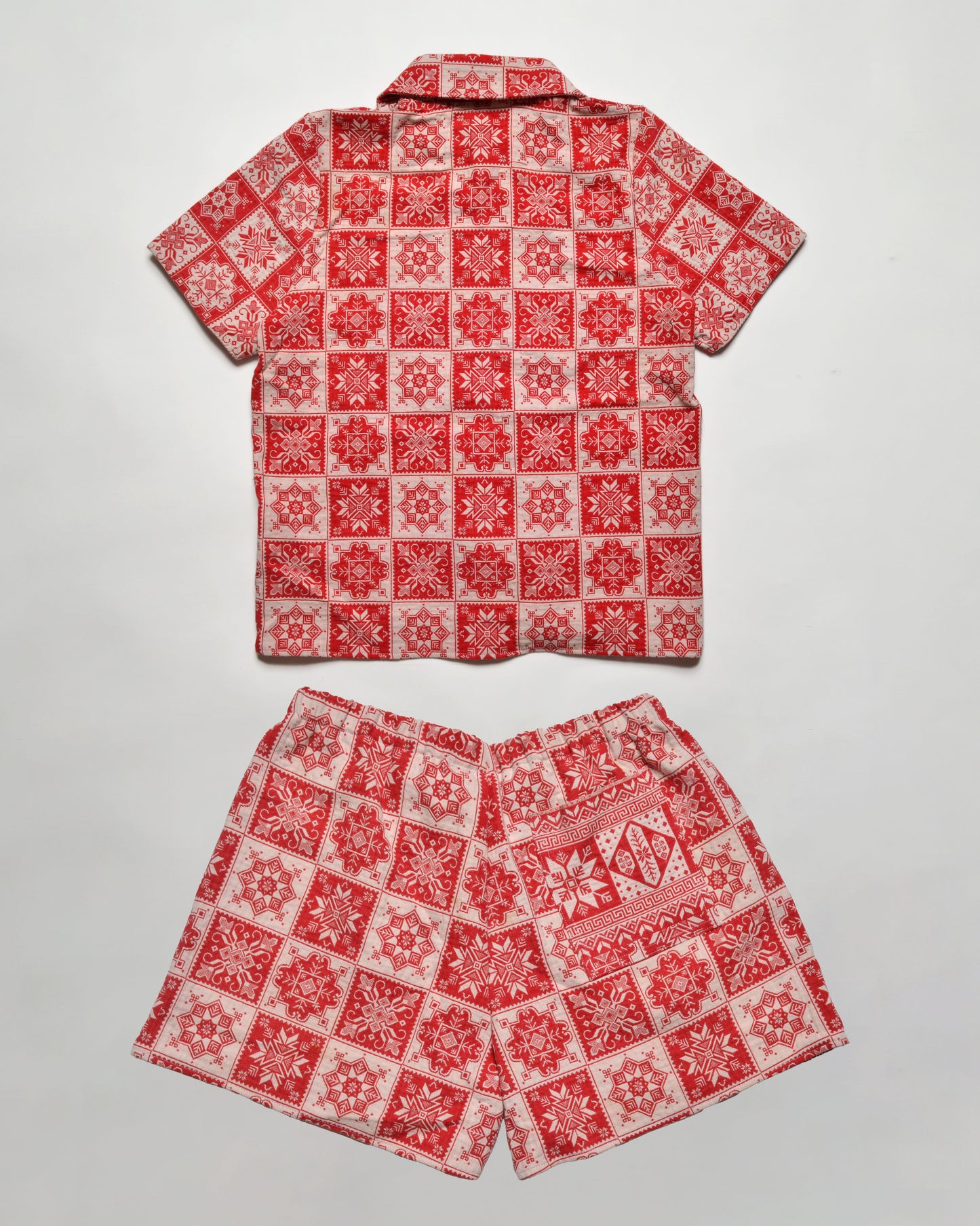 Star Tablecloth Button-Down Shirt & Shorts Set