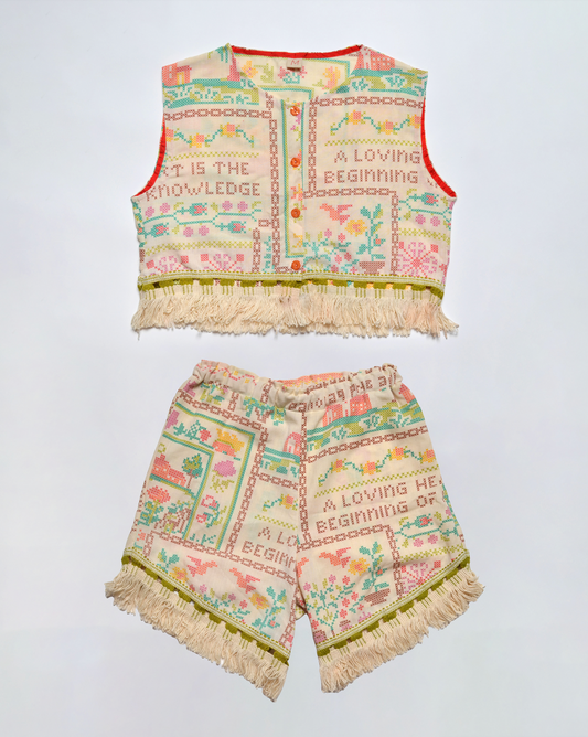 Fringe Tablecloth Tank & Shorts Set (M)