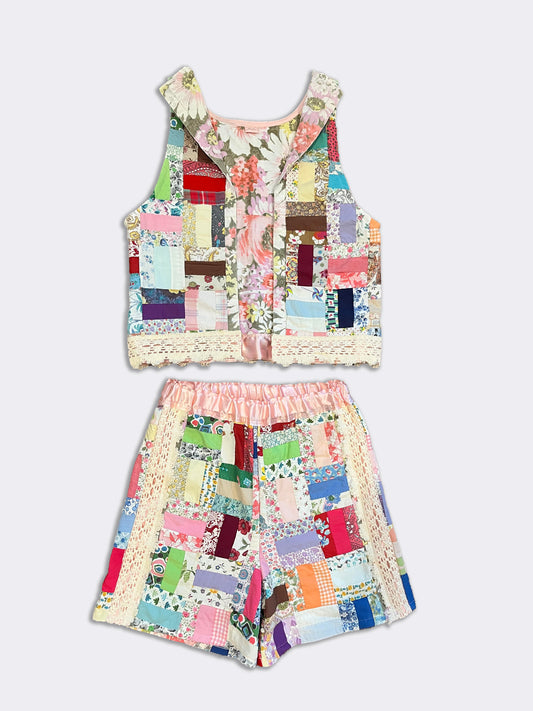 Scrap Quilt Vest & Shorts Set (XS)
