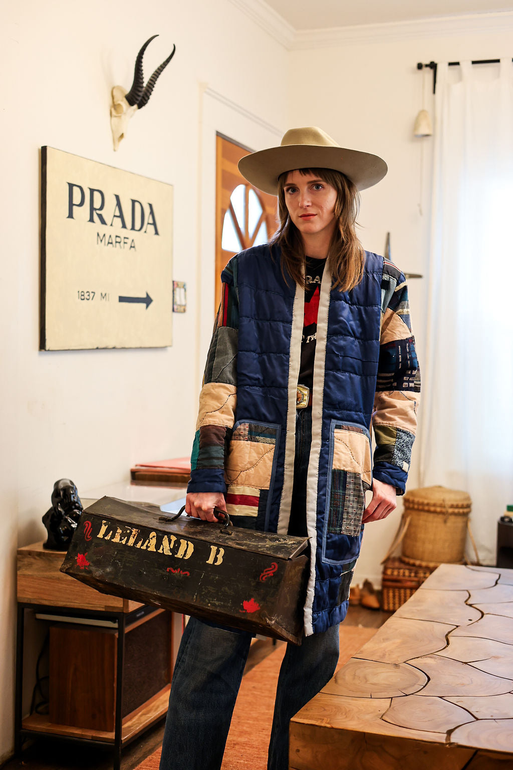 Cozy Cabin Chevron Quilted Long Coat (XS)