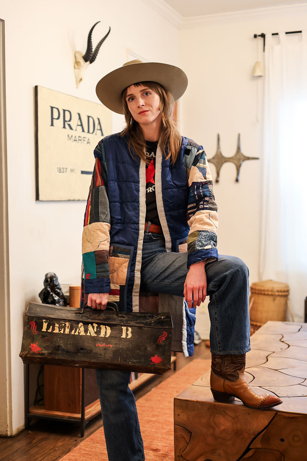 Cozy Cabin Chevron Quilted Long Coat (XS)