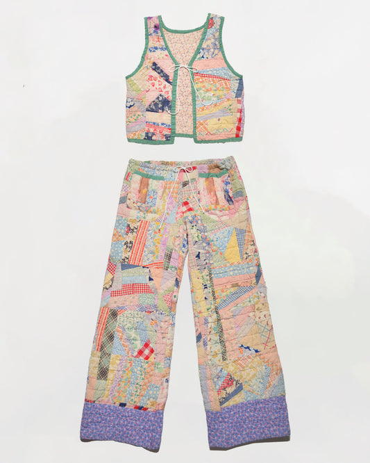 Whimsical Crazy Quilt Vest & Pants (S)