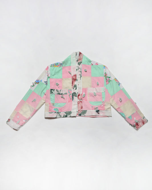 Sweet Roses Cropped Quilt Jacket (XS)