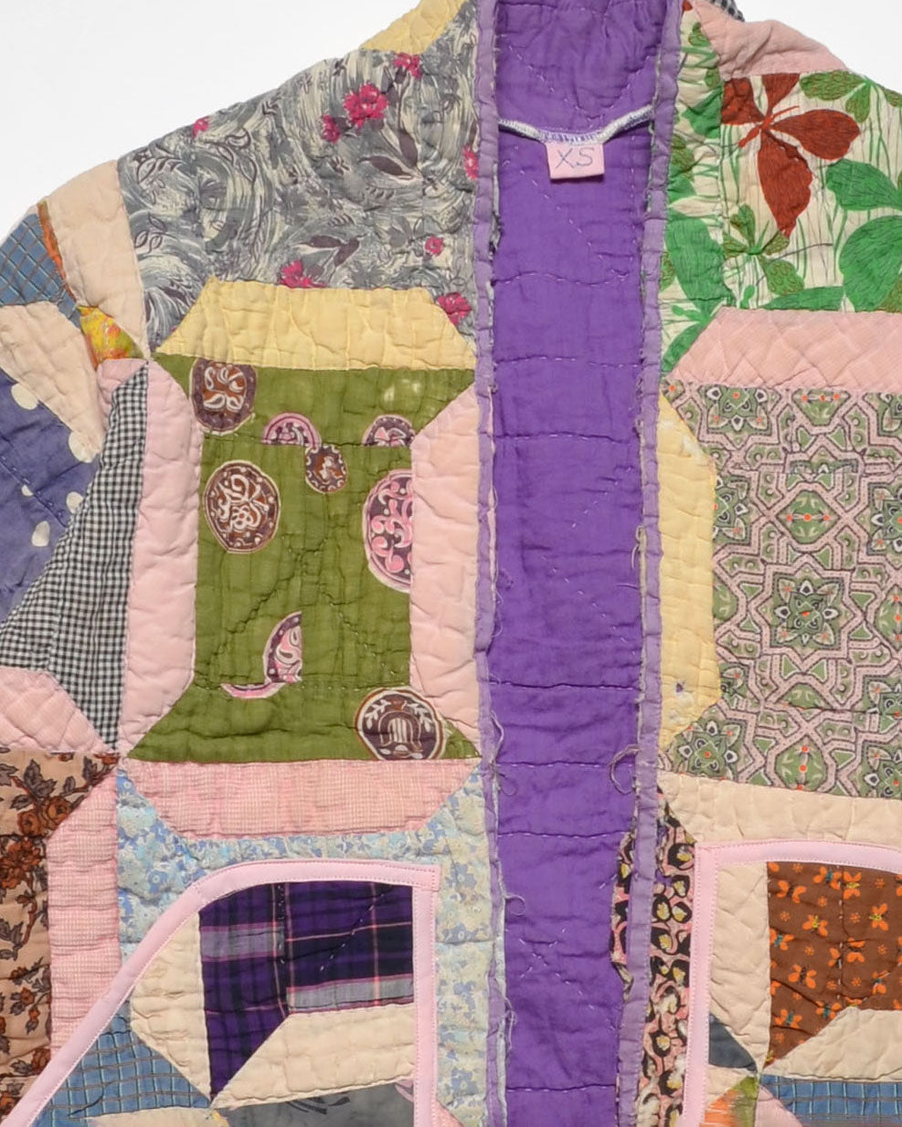 Cottage Core Dreams Rainbow Quilt Long Coat (XS)