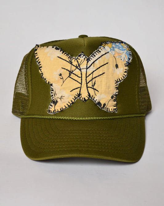 Green & Yellow Butterfly Quilted Trucker Hat
