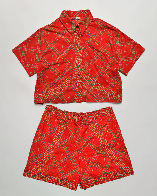 Flower Power Button-Down Shirt & Shorts Set