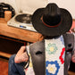 Colorful Quilt Vest with Black Denim Ties (M)