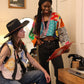 Colorful Quilt Vest with Black Denim Ties (M)