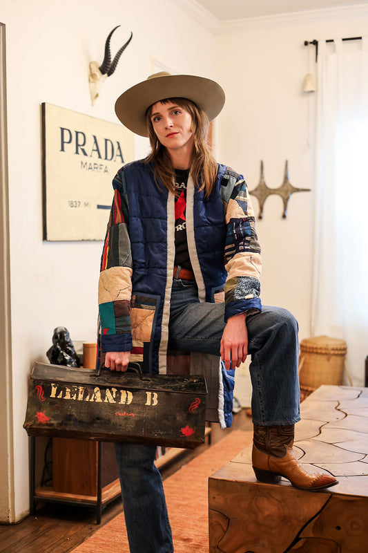 Cozy Cabin Chevron Quilted Long Coat (XS)