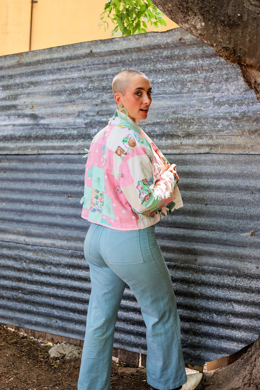Sweet Roses Cropped Quilt Jacket (S)