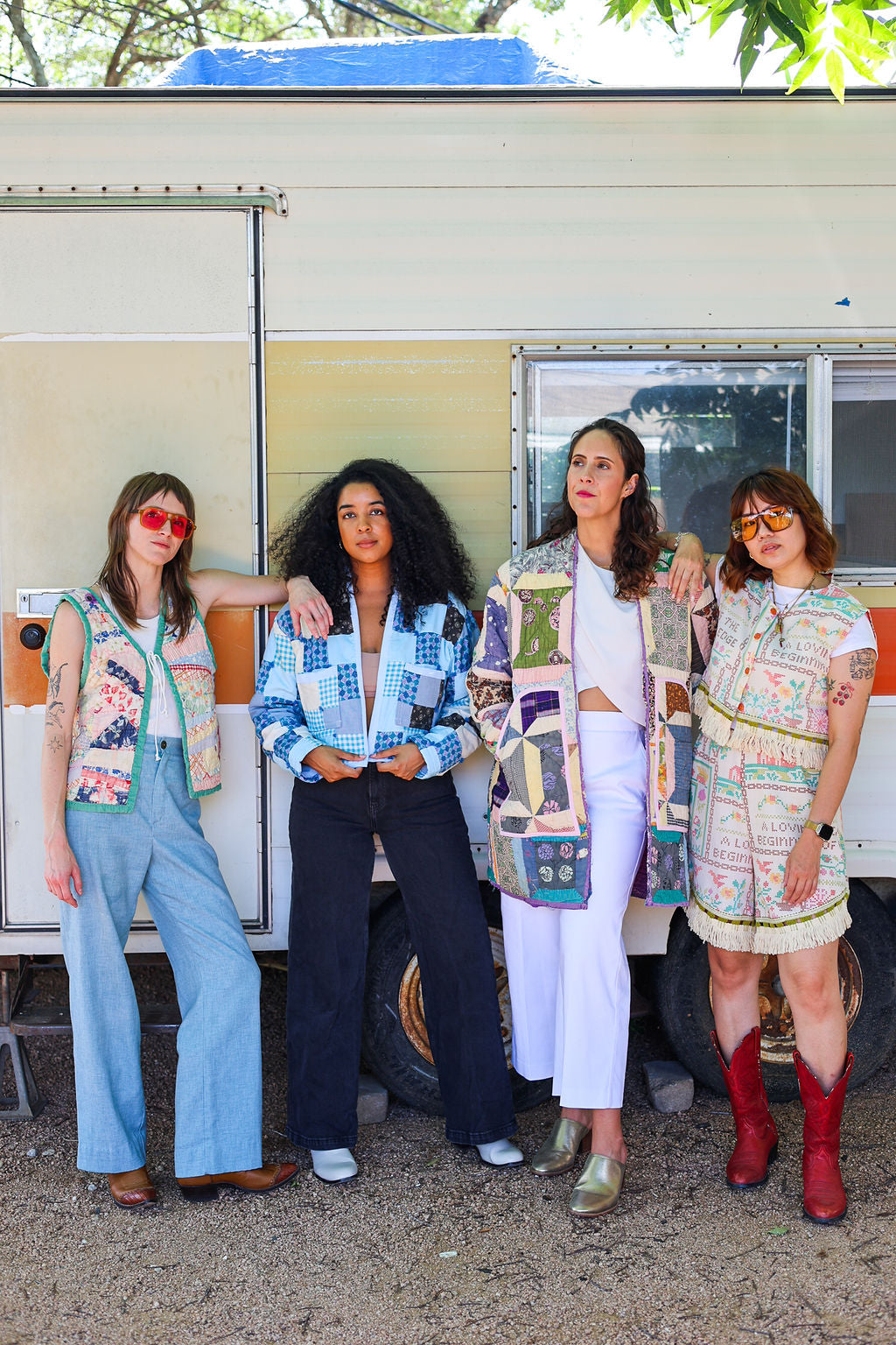 Baby Blue Checkered Quilt Cropped Jacket #1 (S)