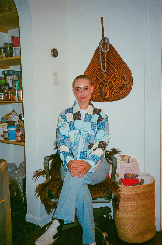 Baby Blue Quilt Cropped Jacket #2 (S)